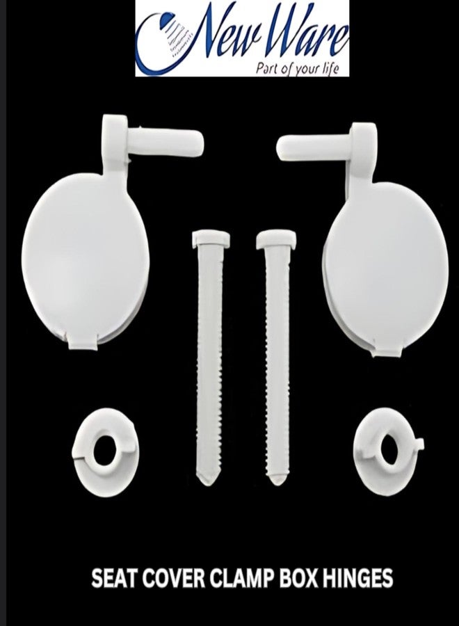New Ware® Plastic Toilet Seat Cover Hind. Type Round Hinges Clamp (Color :White, Pair 1) - Image 2